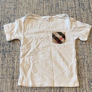 Burberry Kids White Tee with Plaid Accent size 3Y